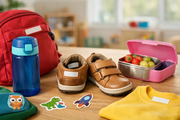 Personalized labels for preschool som håller